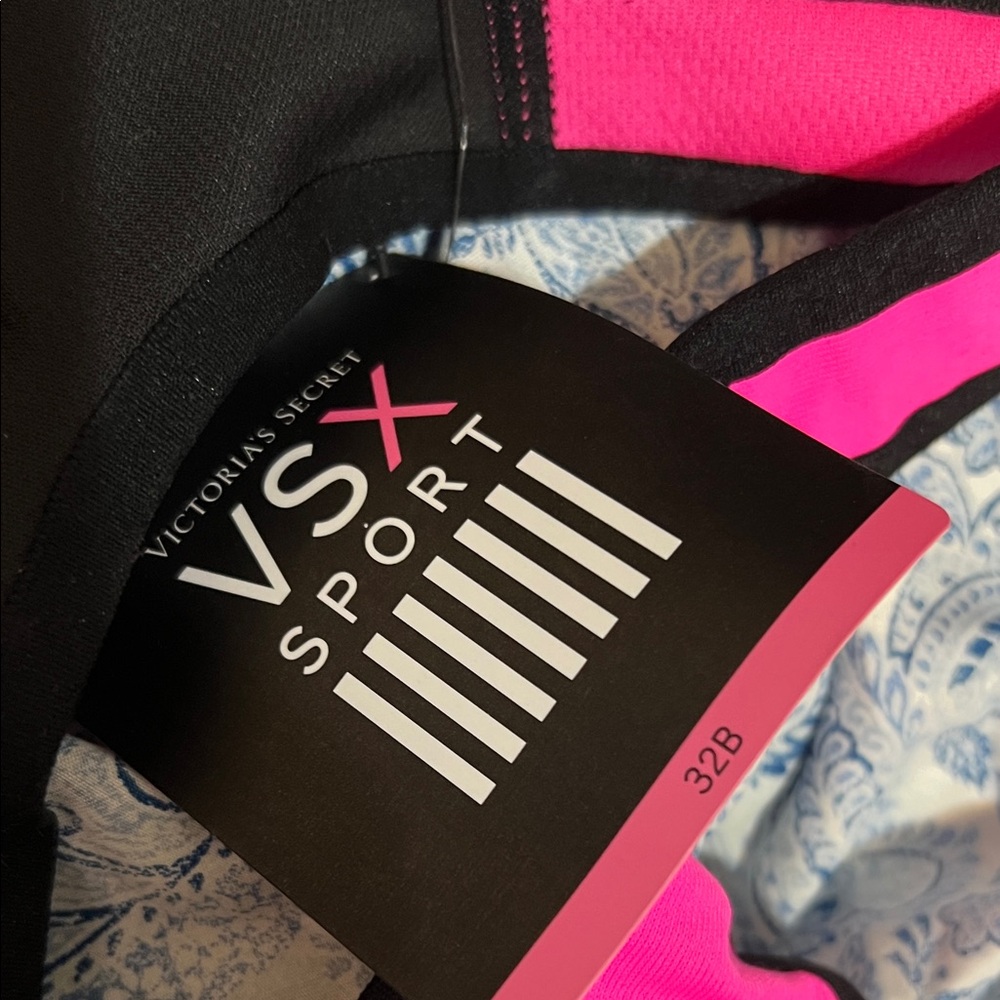 VSX Vibrant Pink and Black Sports Bra - Picture 2 of 5